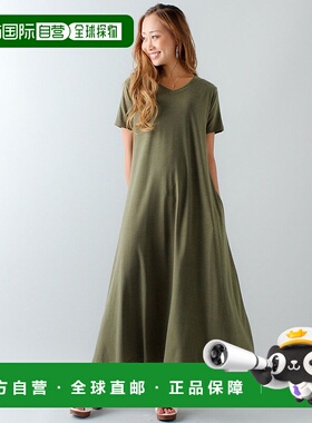 日本直邮JUNOAH A 系列宽松半袖长裙连衣裙 JU5602EW01924