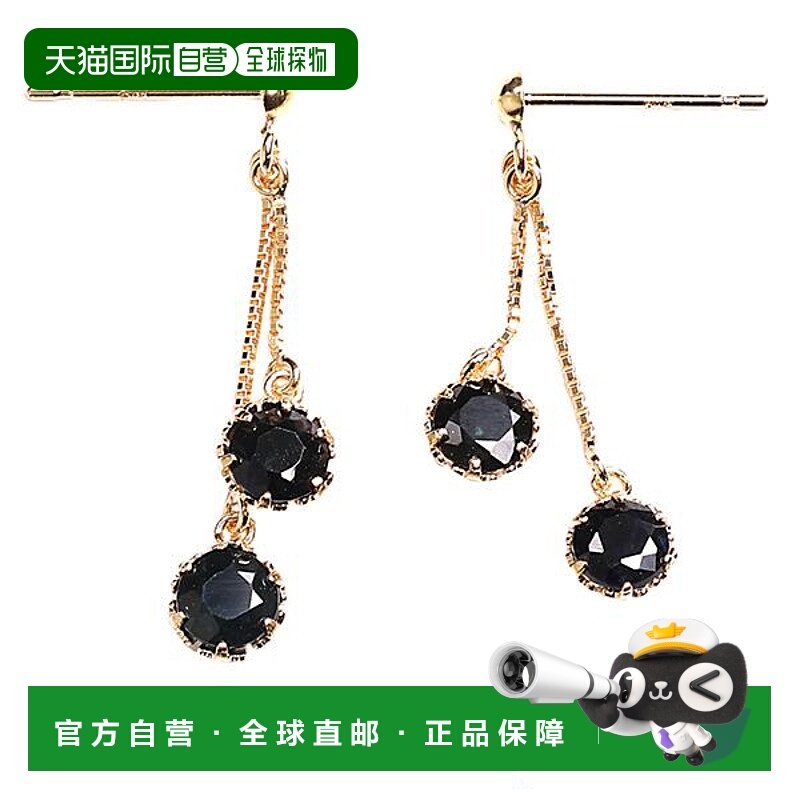 日本直邮(pe247103) 耳环 18k 黄金 蓝宝石 4 毫米 垂坠 双耳 女