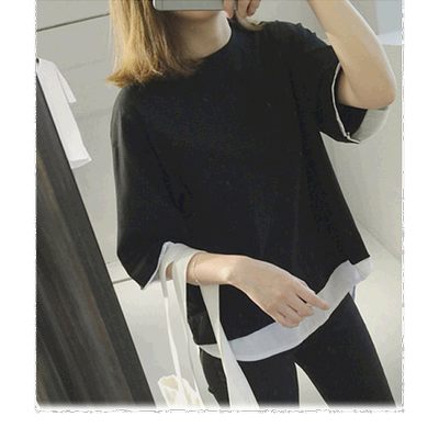 1h可退 日本直邮Java Classicalelf 女士假两件短袖T恤 时尚休闲