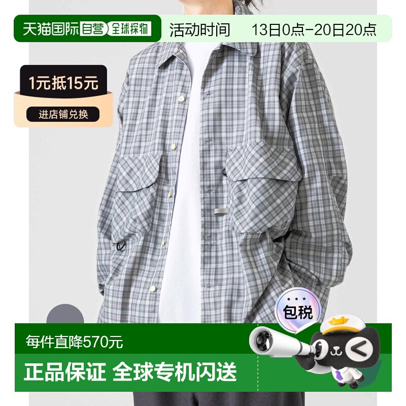 日本直邮DAIWA PIER39：科技运动开领长袖衬衫绿色格子图案 / ：B