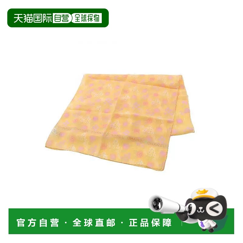 日本直邮中古Chanel香奈儿女A级95新scarf围巾丝绸围巾/丝巾黄色