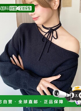 1h可退 日本直邮moment+ 女士单肩绑带不对称针织衫 mt06143