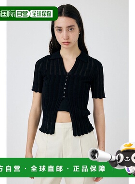 日本直邮MOUSSY 棉质针织镂空开衫 黑色 上衣[MO1164EW035926]