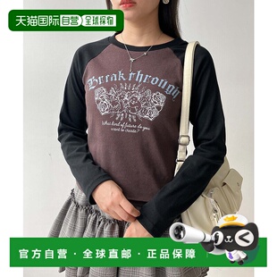 1h可退 日本直邮AS KNOW AS plus 女装 宽松配色落肩 天使印花圆T