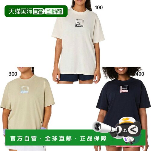 日本直邮ASICS 女士印花短袖T恤网球/羽毛球上衣ASICS 2042A384
