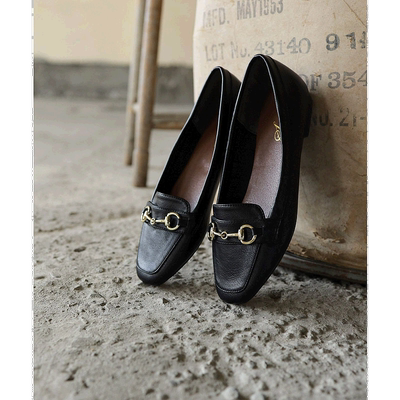 【日本直邮】Sest SESTO 方头乐福鞋带钻头（黑色）单鞋