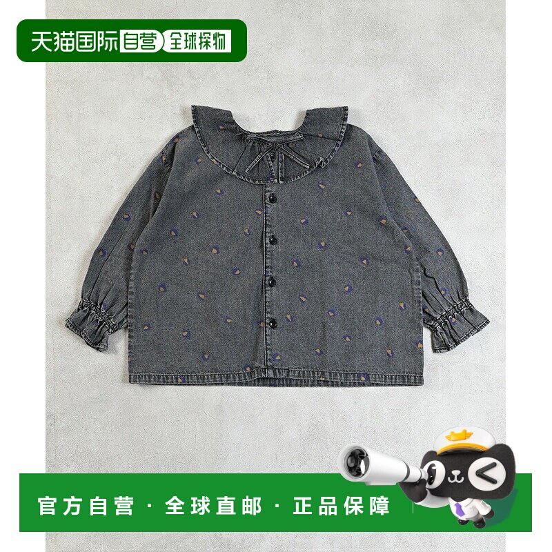 日本直邮MARKEY'S 亲子装牛仔荷叶边领衬衫 棉 男童女童童装上衣图片