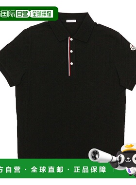 日本直邮Moncler SS Polo 衫男士短袖标志贴片黑色8A00022 899P0