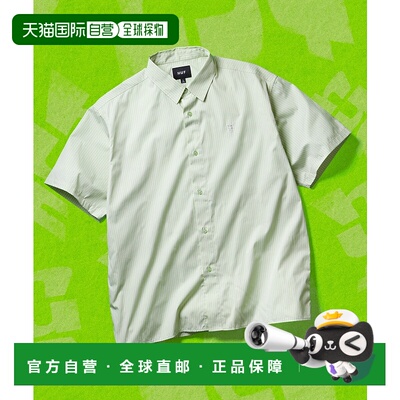 1h可退 日本直邮HUF MEGABLAST条纹刺绣短袖衬衫 25M_BU80048纯棉