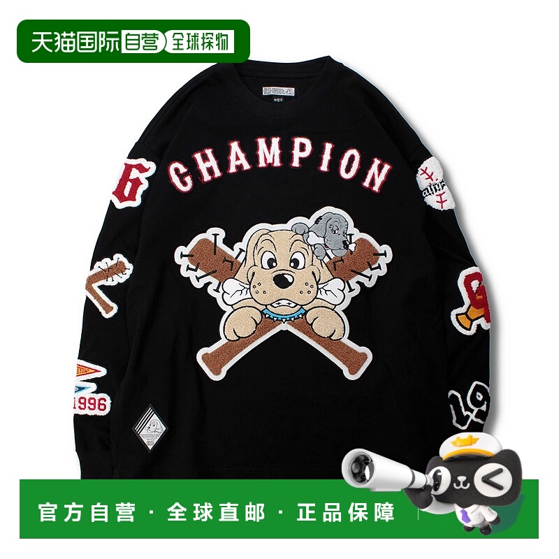 1h可退 日本直邮GALFY 男女同款 复古街头风 袖部刺绣长袖T恤 153