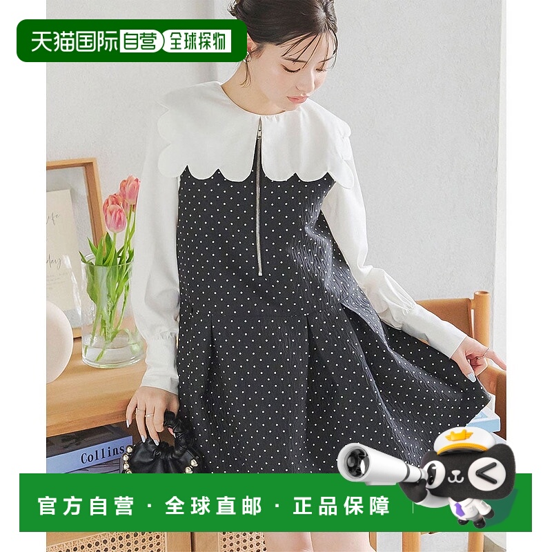 日本直邮KOBE LETTUCE 圆点提花拉链开衫式连衣裙 [E3381] 连衣裙