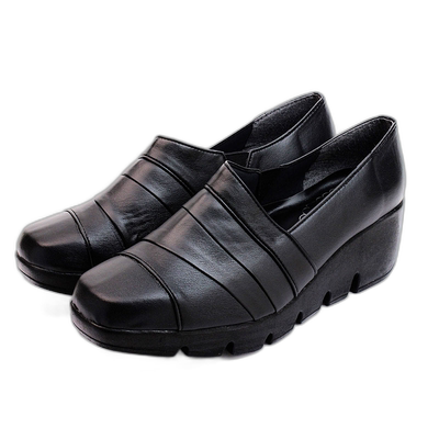 日本直邮高跟鞋防水坡跟鞋底FIRST CONTACT女式轻松行走黑色低跟