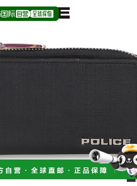 日本直邮POLICE钥匙包零钱包男士L型拉链5排TRENTO黑绿黑PA-70600