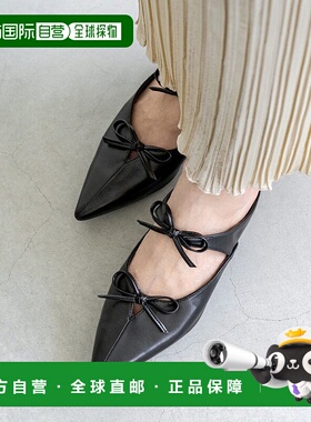 日本直邮Menue 双缎带穆勒高跟鞋 平底鞋 黑色ME8623BW002997