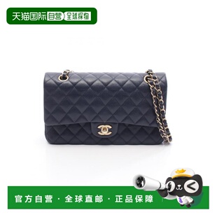 日本直邮中古Chanel香奈儿女包A级95新CF菱格牛皮单肩包蓝色