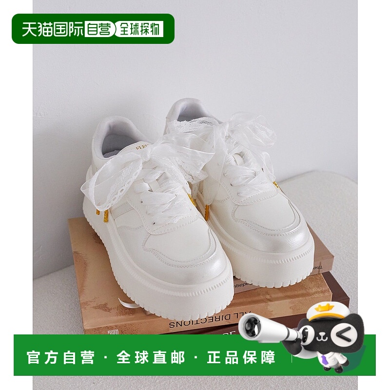 1h可退 日本直邮Maison de FLEUR 女士 蕾丝蝴蝶结 厚底 高帮帆布