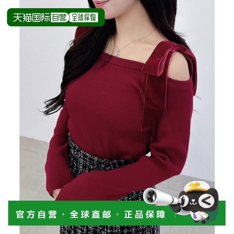 1h可退 日本直邮INGNI女装复古方领长袖针织衫 蝙蝠袖宽松复古风