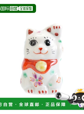 日本直邮九谷烧2号 左侧有樱花的招财猫 装饰品 护身符 招财猫