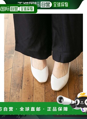 【日本直邮】Menue menue V 型剪裁方头粗跟高跟鞋（1001 乳白色