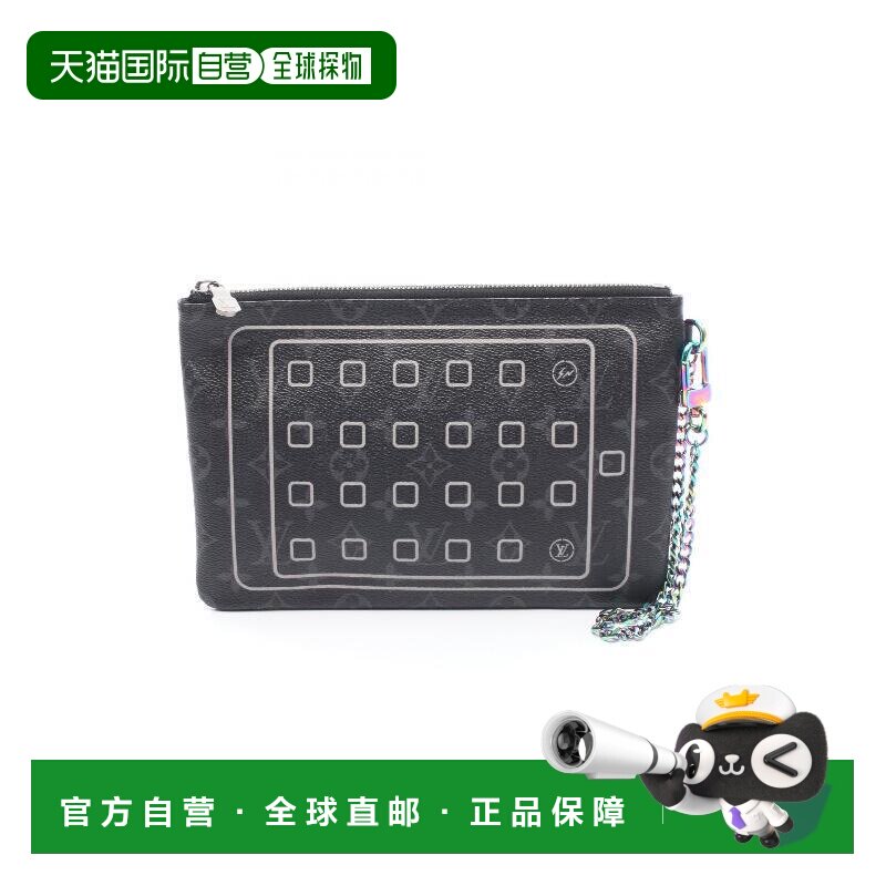 日本直邮中古LV路易威登男包A级95新Pouch小包涂层/防水帆布化妆