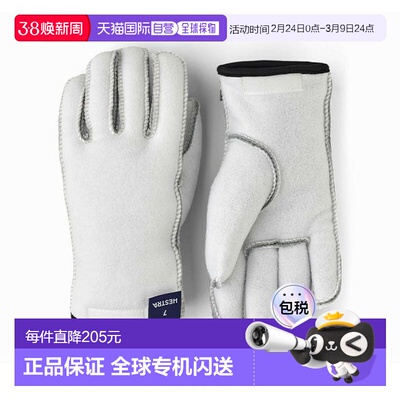 日本直邮HESTRA 男女同款 羊毛内衬 保温速干半指手套 34420