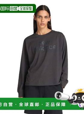 日本直邮NEW BALANCE 女士宽松长袖T恤 AWT53171-BLK 黑色 上衣