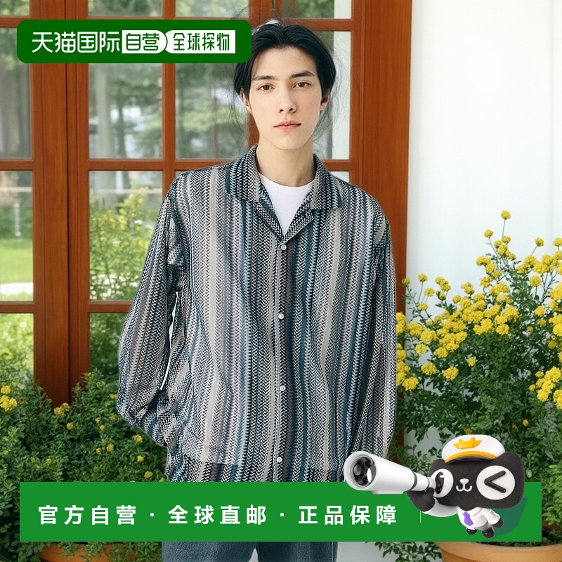 1h可退 日本直邮BEAMS HEART 男士多彩条纹透视网纱衬衫 42110085