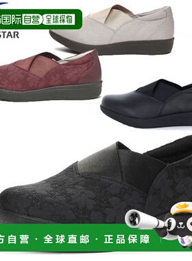 日本直邮Moonstar 女式护理鞋 WELL01 黑色组合宽 4E 黑色 抗菌防