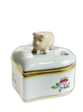 日本直邮HEREND 赫伦 VA维多利亚系列 爱心盒子 猪 6111-72