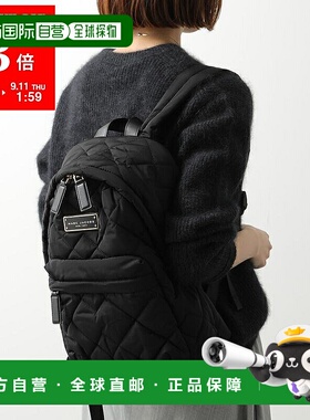 日本直邮MARC JACOBS 女士绗缝尼龙背包 M0011321带标志轻便黑色