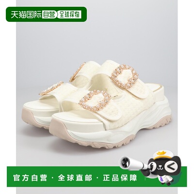 1h可退 日本直邮ORiental TRaffic 女士 亮片扣饰粗花呢风厚底凉