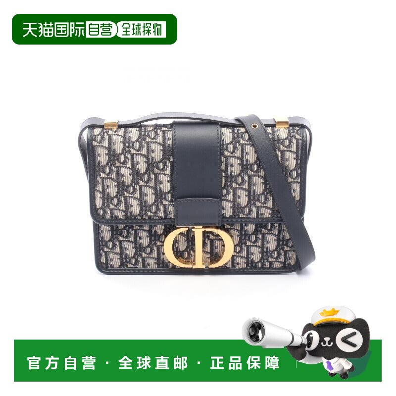 日本直邮中古Dior迪奥女包A级95新Montaigne蒙田包帆布单肩包蓝色