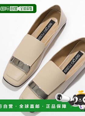 日本直邮Sergio Rossi sr1 乐福鞋 A77990 MNAN07 女士金属板徽标