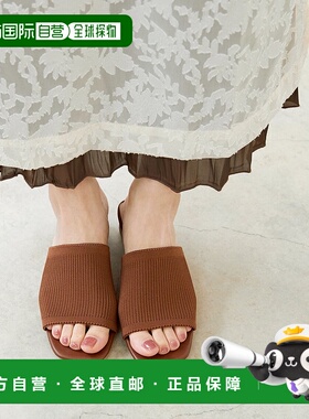 日本直邮Menue 方形跟针织穆勒鞋 [ME8623BW02486] 一脚蹬黑色