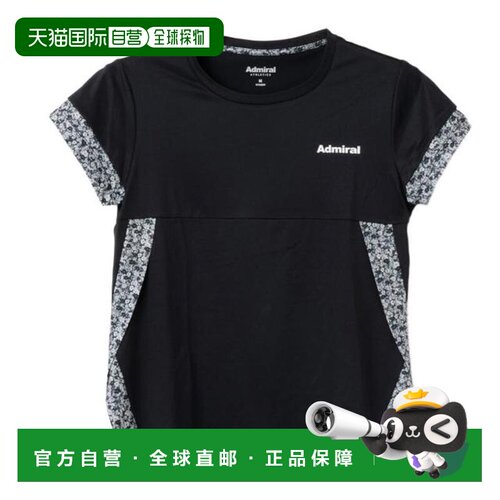 日本直邮Admiral GOLF 网球服 黑色 花卉图案侧开叉 T恤 ATLA619-