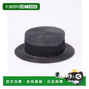 1h可退 日本直邮CA4LA 男女同款麦草宽带装饰平顶草帽 DOU02035