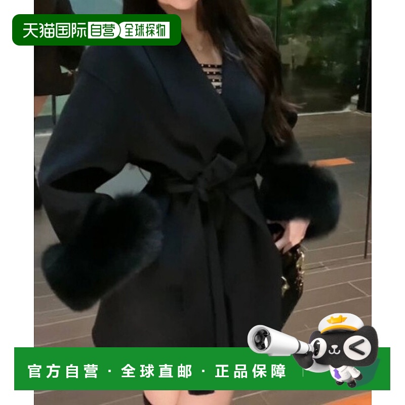 1h可退 日本直邮deux amour 女装 袖口毛边设计 长款大衣 带腰带