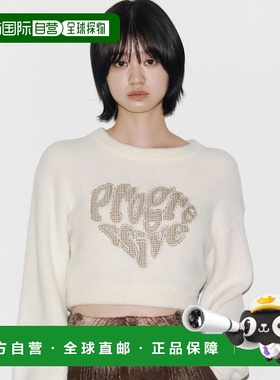 日本直邮EMODA 女装 宽松短款 扁平毛衣 图案拼贴设计 0425626718