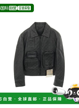 日本直邮中古LV路易威登男A级95新Jacket夹克外套牛皮外套黑色BRA