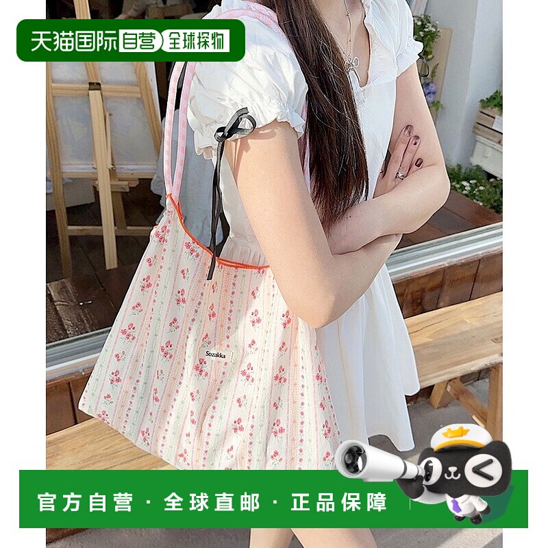 日本直邮florge 花卉丝带满版图案购物袋 环保袋 副包 [FL8218AW0