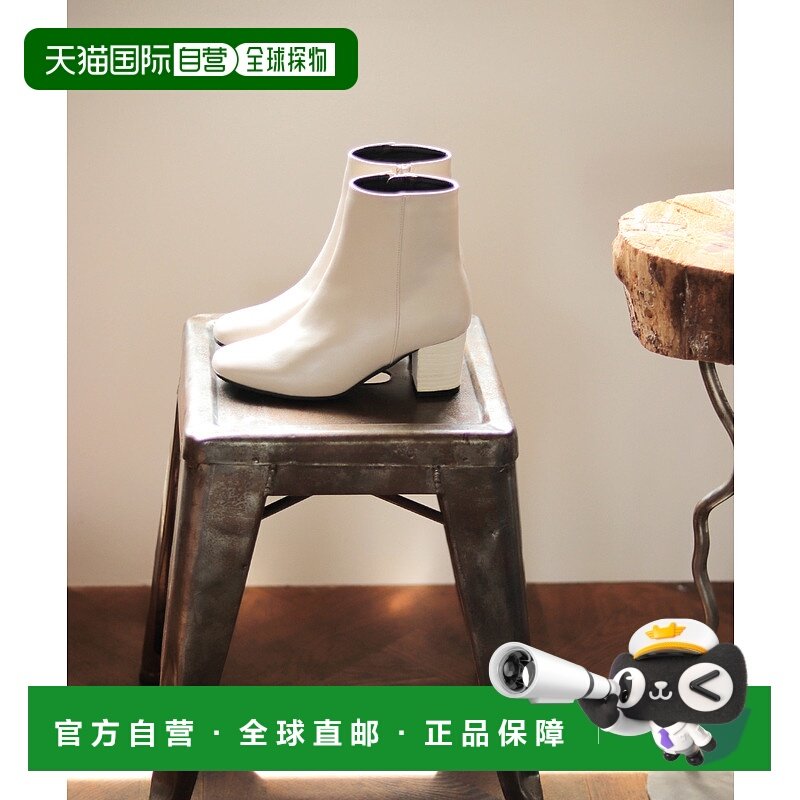 【日本直邮】Sest SESTO Luxury 木跟方头短靴（乳白白）