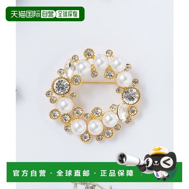 1h可退 日本直邮23区 女士 珍珠水晶混搭 圆形胸针 ZZ3DLS0010