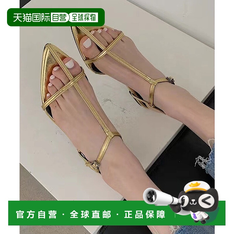 【日本直邮】Girly Doll女士凉鞋平底尖头时尚个性十字带系扣银色