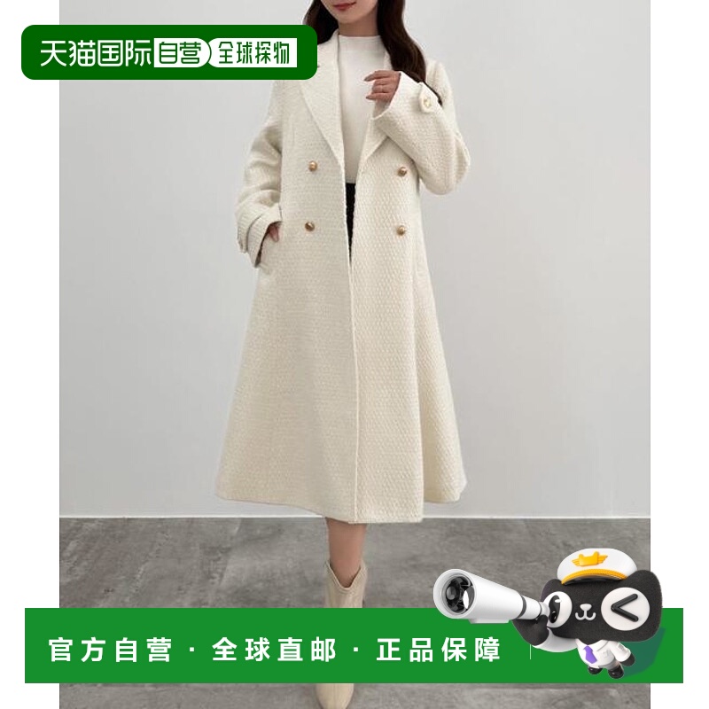 1h可退 日本直邮JUNOAH CENEA 高腰修身粗花呢长款大衣