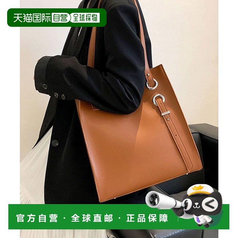 日本直邮florge 不对称肩带纵向皮革触感托特包/办公包 FL8218AW0