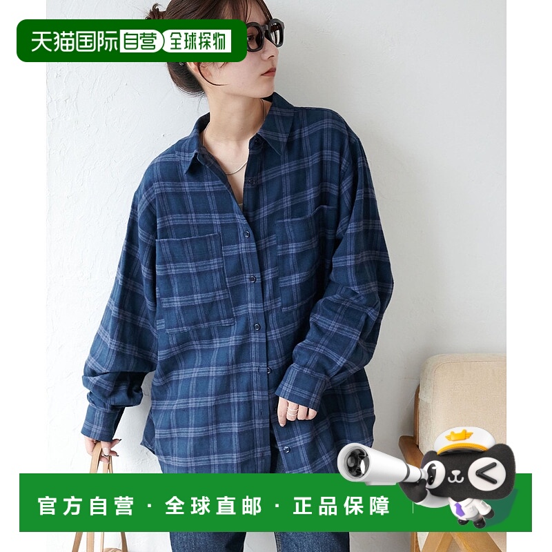 1h可退 日本直邮Discoat 女士宽松落肩设计半起毛格纹衬衫 DCZ105