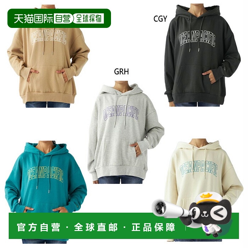 日本直邮Ocean Pacific 女士印花连帽衫上衣长袖套头衫 OP 553013