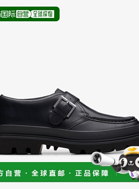日本直邮Clarks Badell Monk（黑色皮革）男鞋厚底鞋
