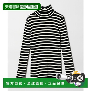 真丝细罗纹半高领条纹针织衫 1h可退 女装 ARROWS 日本直邮UNITED