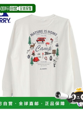 日本直邮Gerry 男女通用长袖T恤纯棉16码/针织面料胸前刺绣品牌标
